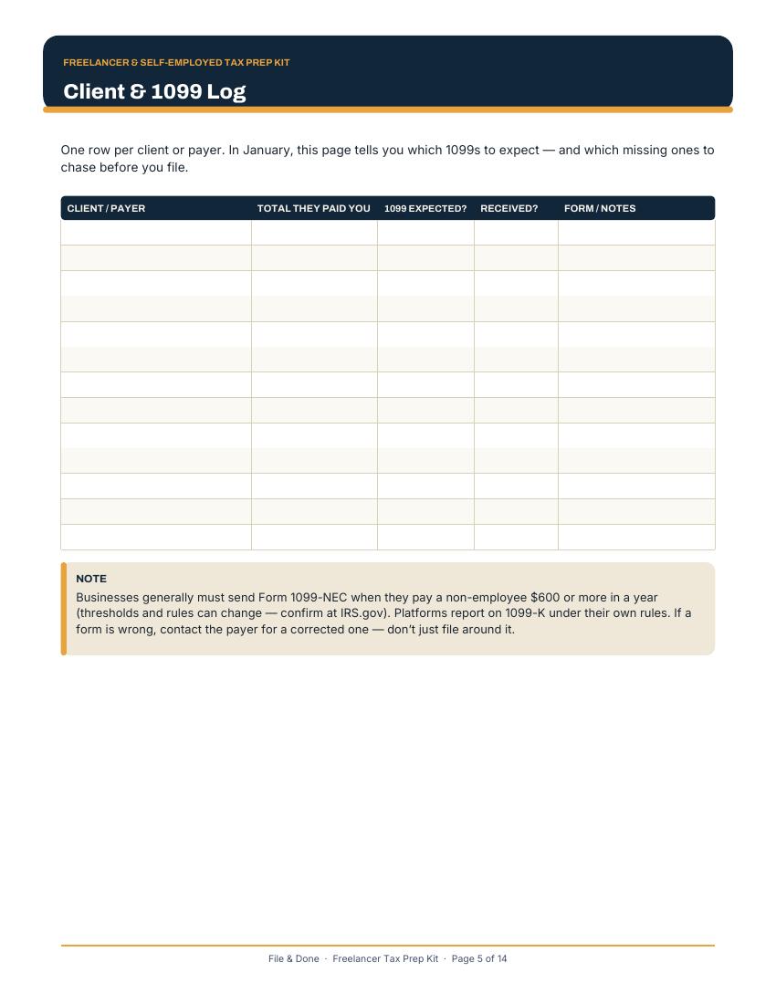 Freelancer & Self-Employed Tax Prep Kit — image 3