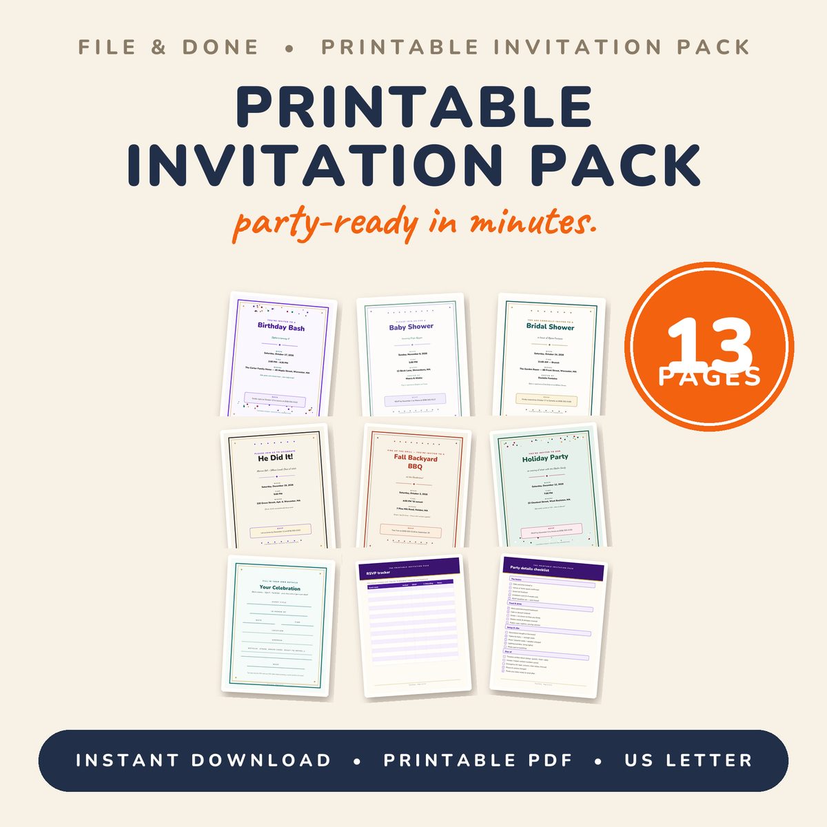 Printable Invitation Pack — cover